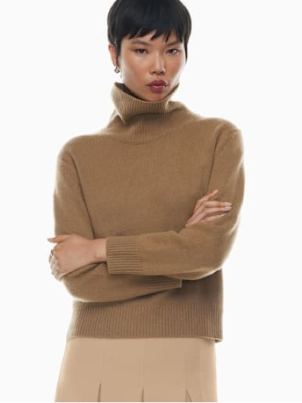 ARITZIA WILFRED Jara luxe 100% Cashmere Caramel Sweater Size M Like New